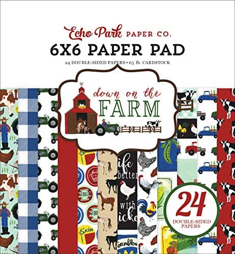 Echo Park Paper Company Down On The Farm 6x6 Pad paper, green, blue, red, yellow, green