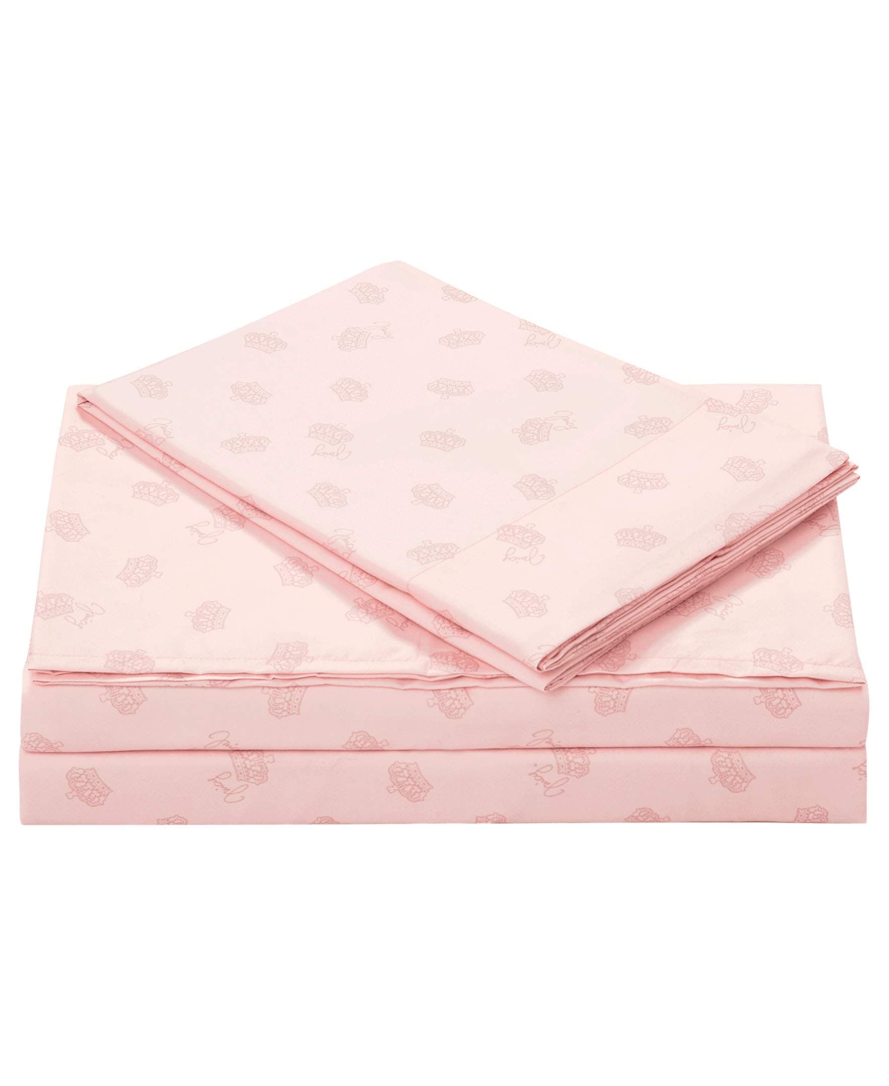 Sheet Set | JC Crown Design Bed Sheets| Twin Size Bedding | 3 Piece Set Fitted Sheet, Flat Sheet and Pillowcase | Deep Pockets, Wrinkle Resistant and Anti Pilling | Pink