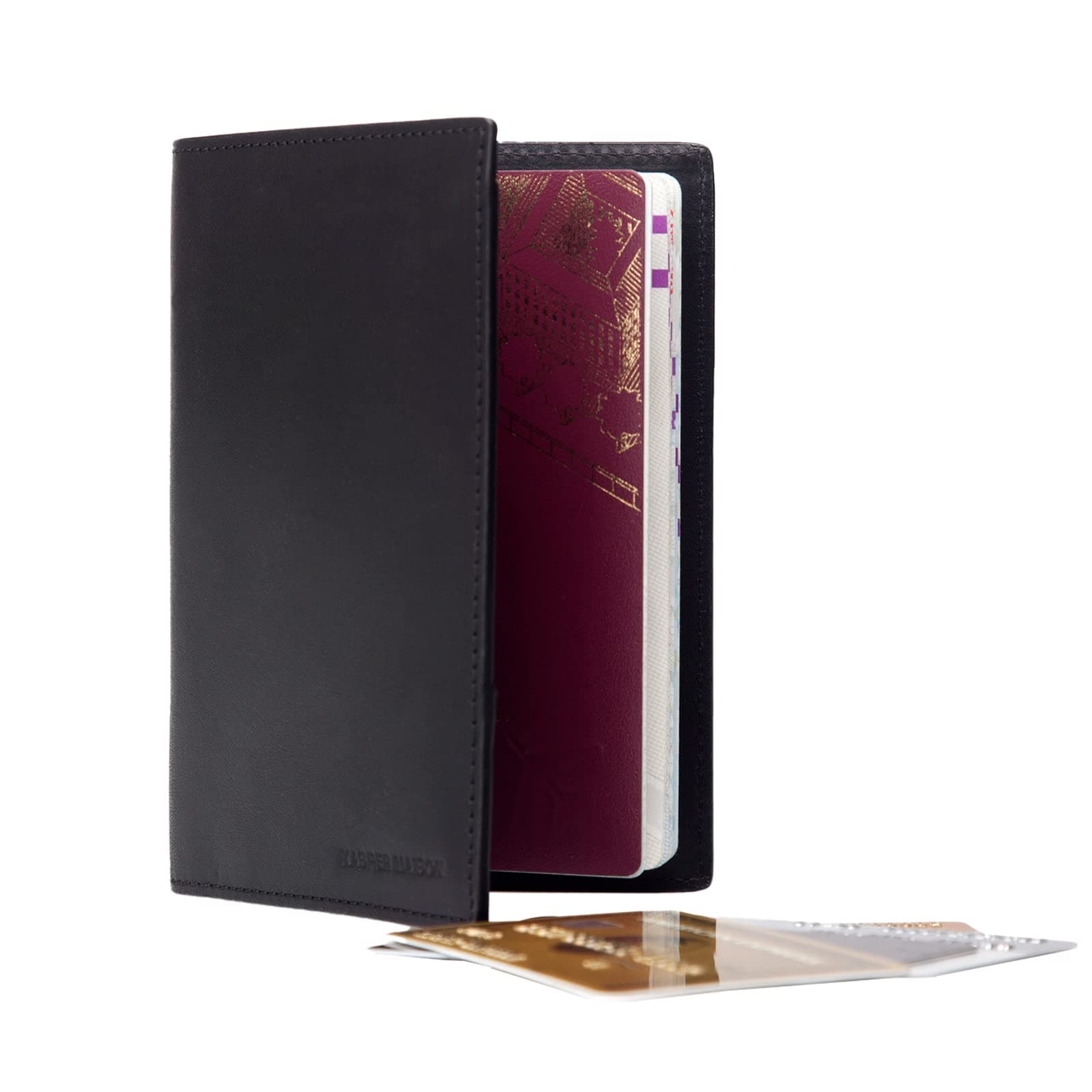 Kasper Maison Italian Leather Passport Holder – Travel Document Case with anti theft RFID Blocking – Signature Gift included