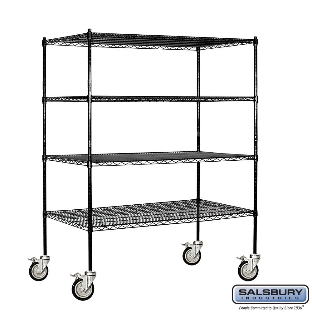 Salsbury Industries Stationary Wire Shelving Unit, 60-Inch Wide by 63-Inch High by 24-Inch Deep, Black
