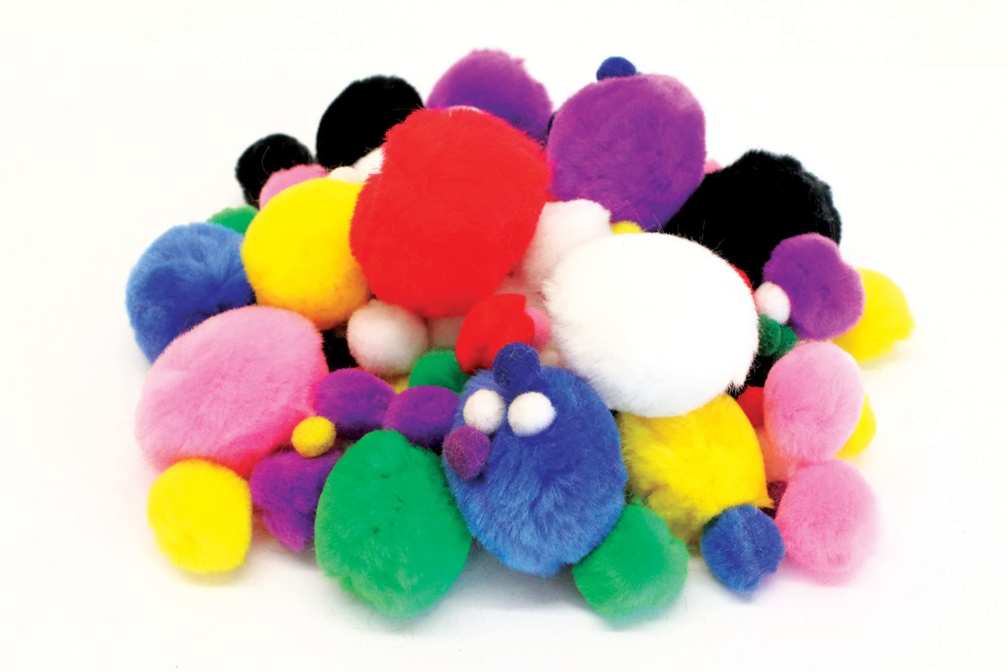 Acrylic Pompoms. Assorted Colours and Sizes, 7mm to 38mm. Pack of 100 for Kids Crafts and DIY Creative Crafts Decorations. BI8024