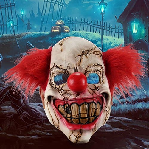 yanQxIzbiu Full Face Latex Mask Scary Clown Halloween Costume Evil Creepy Party Horror Prop