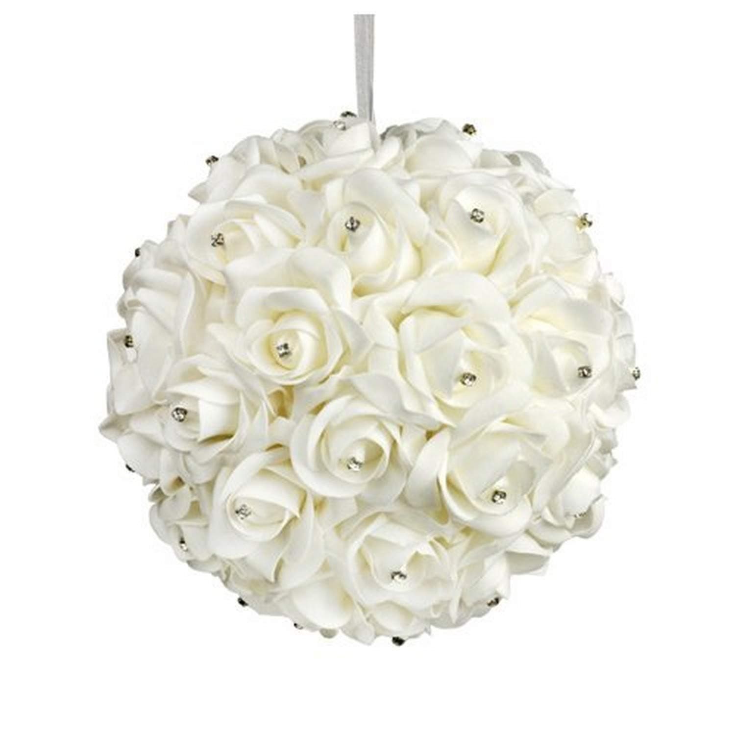 Galt International G&A Decor - White Flower Pomander Kissing Ball (White, 10 Inches)