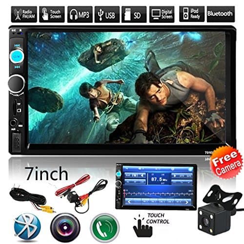 Car Rear View Camera + CarcarTong 7" Double Din Touchscreen In Dash Stereo Car Receiver Audio Video Player Bluetooth FM Radio Mp3 MP5 / TF / USB / AUX / Steering wheel controls + Remote Control
