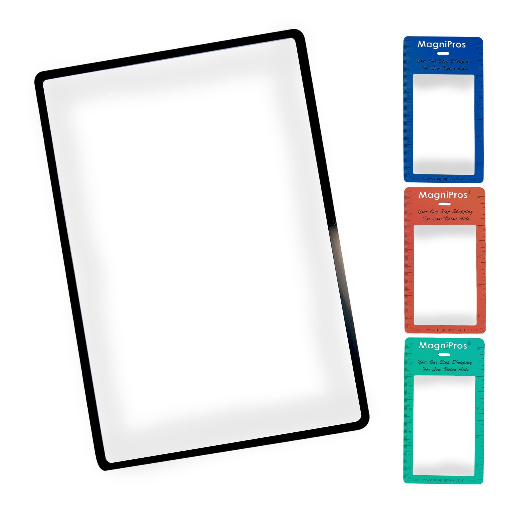 MagniPros Premium 3X (300%) Page Magnifying Lens With 3 Bonus Bookmark Magnifiers for.