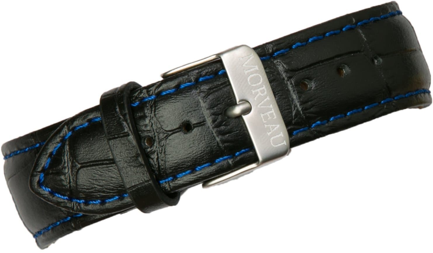 Black Leather Crocodile Print Watch Band 20mm for Men and Women