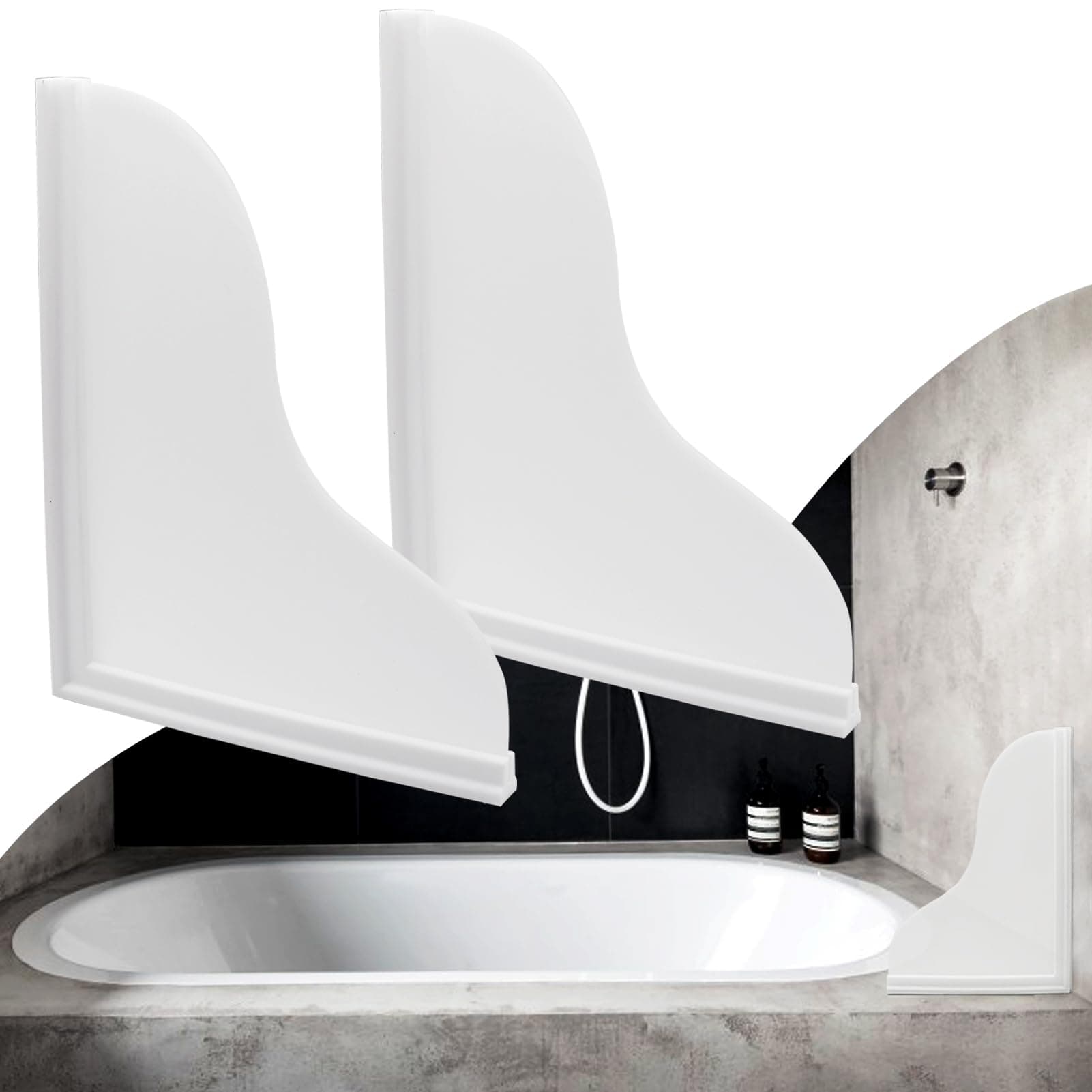 Shower Splash Guard Kit, Large Splash Guards for Bathtub Waterproof Self-Adhesive Shower Corner Guards to Keep Water in Shower or Bath, Pack of 2 (9.1 x 7.1 inches)