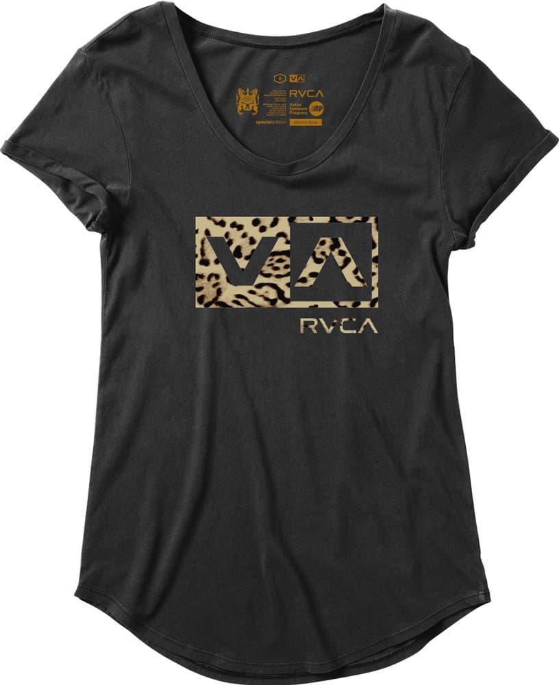 RVCA Junior's Leopard Box Loose Fit Graphic T-Shirt