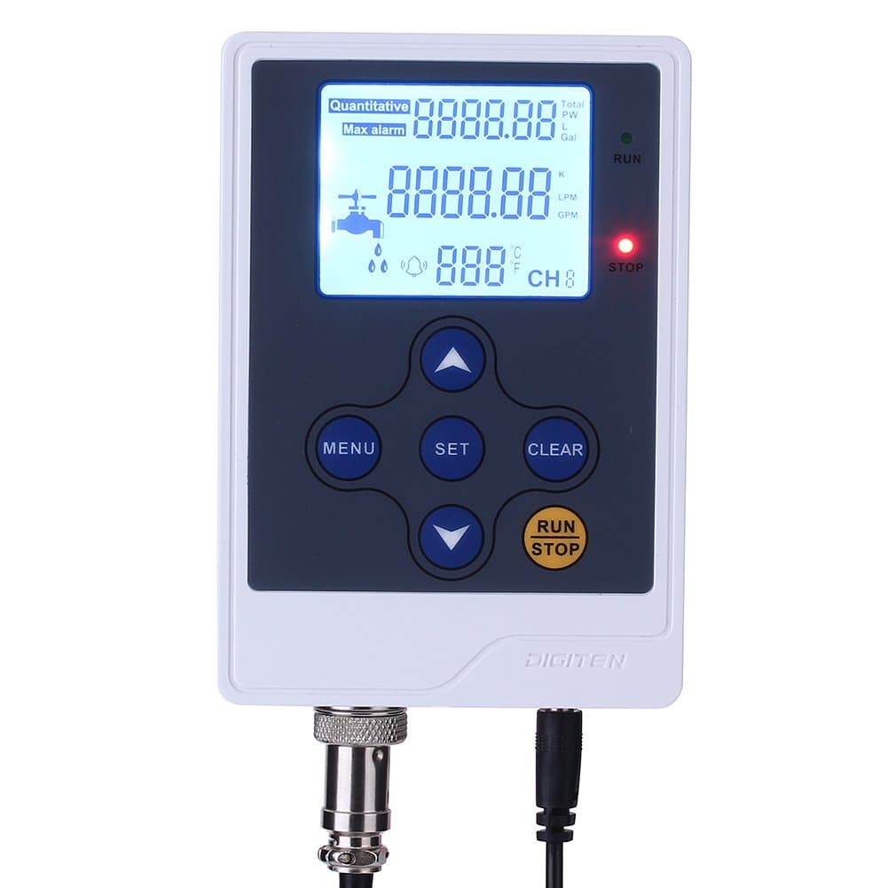 Water Liquid Flow Rate Volume Digital Display Flowmeter Quantitative Controller Counter Liter Gallon