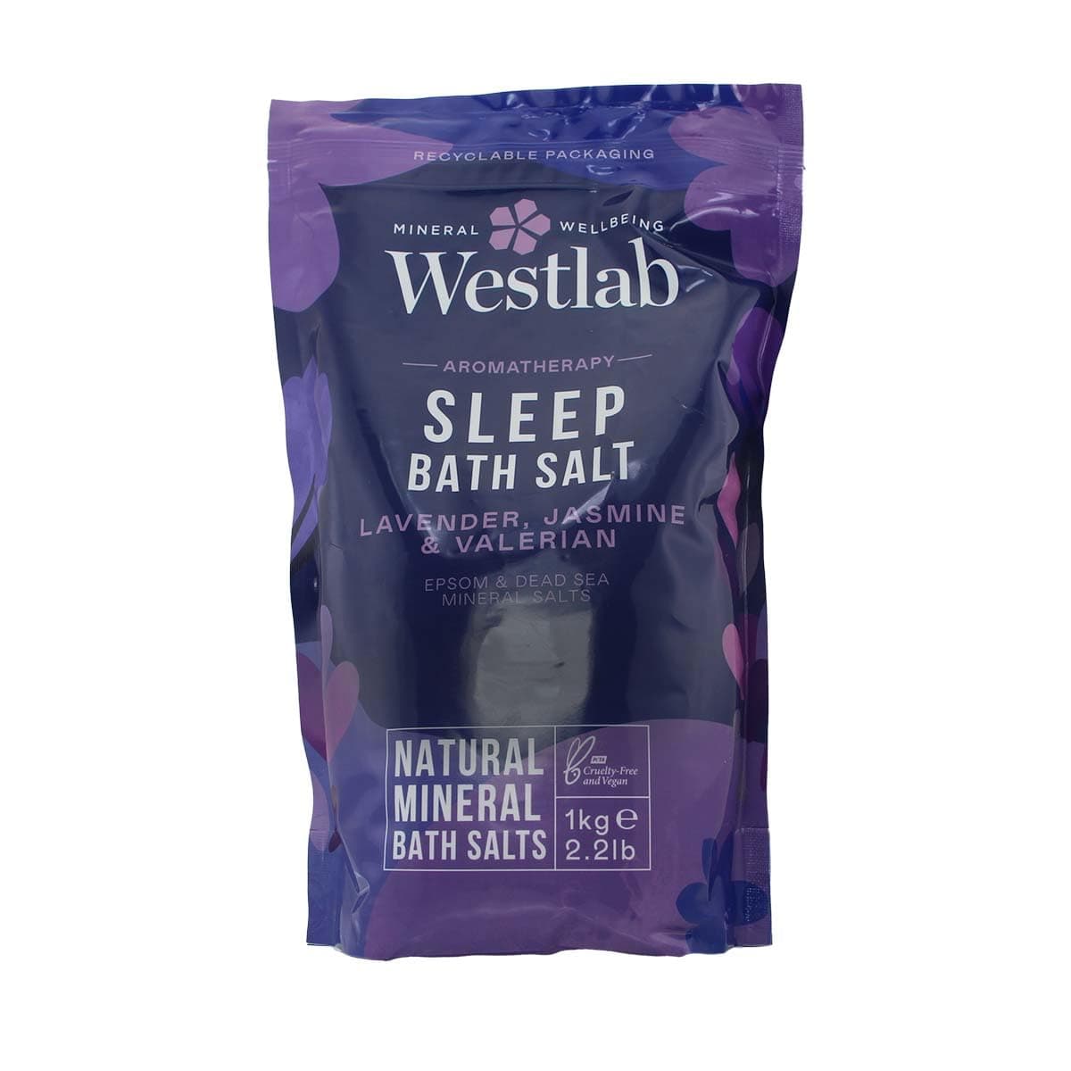 Westlab Sleep Bath Salt With Epsom & Dead Sea Salts | Infused With Jasmine & Lavender Essentials Oils | Promote Deep & Peaceful Sleep | Vegan | 1Kg