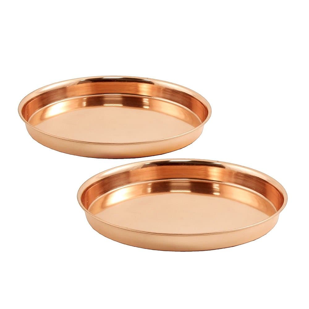 Achla Designs Pair of Round Trays, 8", Copper