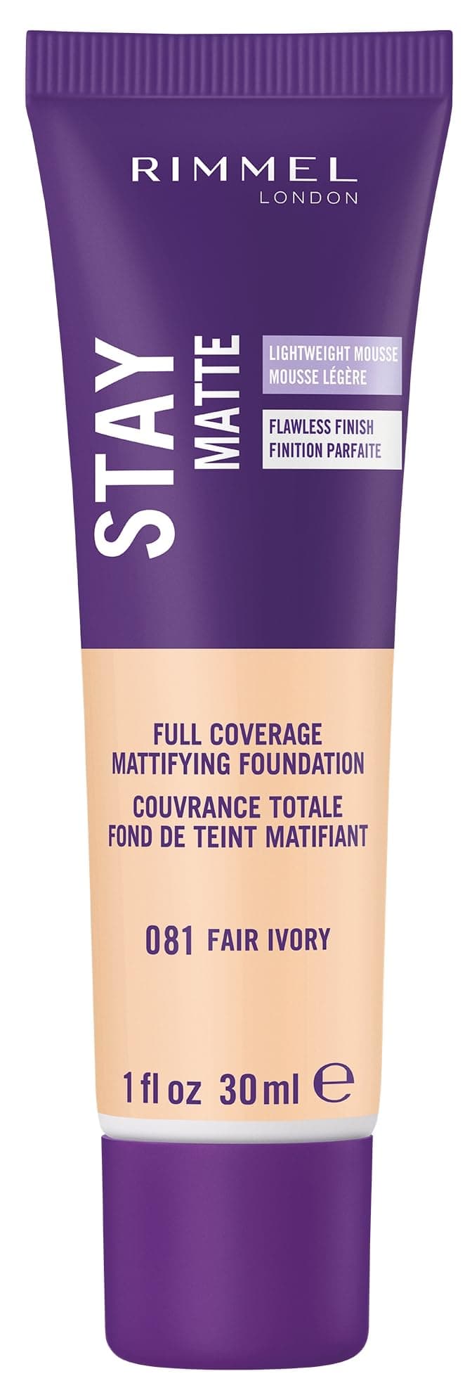 London Stay Matte Liquid Mousse - 081 Fair Ivory - Foundation, Lightweight, Shine Control, Oil-Free, 1oz