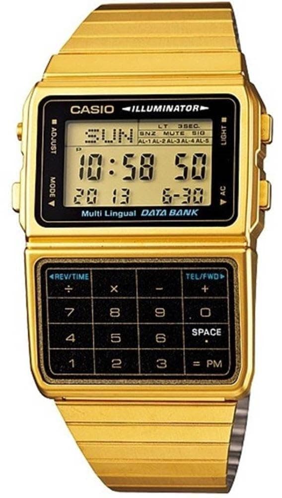 Casio #DBC611G-1D Men's Gold Tone 25 Memory Calculator Databank Watch