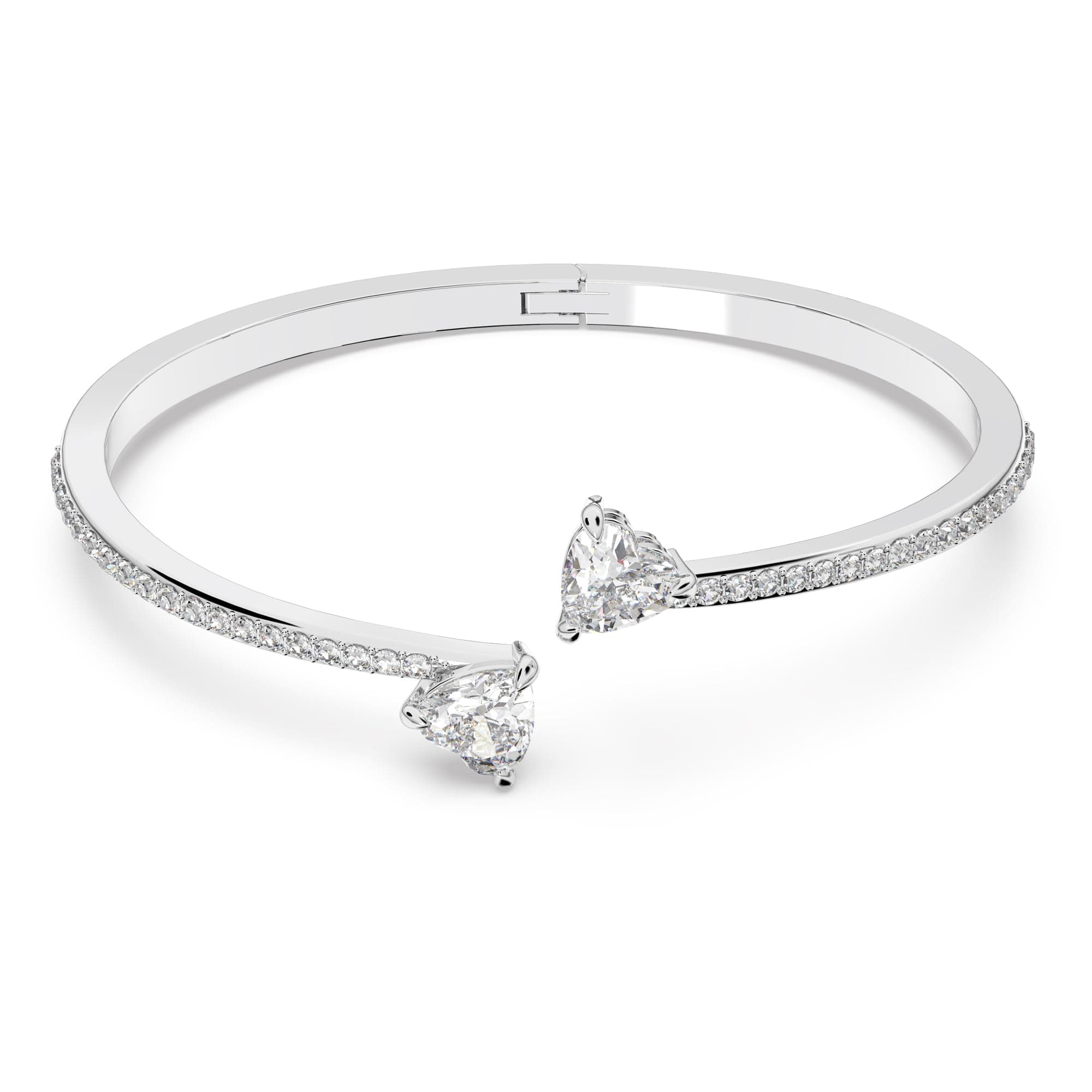 Soul Heart Bangle Bracelet Collection, Rhodium Finish, Clear Crystals
