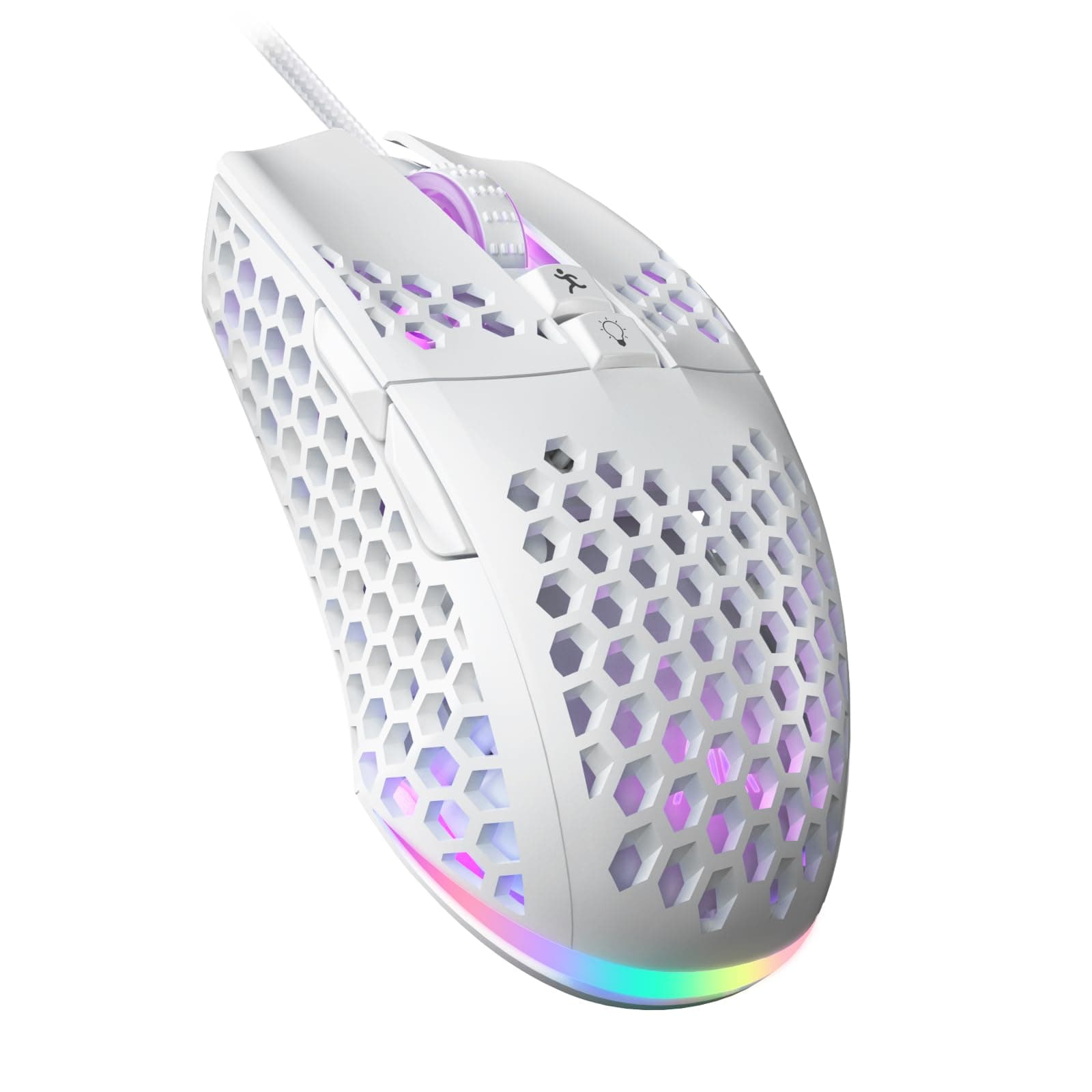 SM900 Gaming Mouse Wired with RGB,Adjustable 12800 DPI Wired Gaming Mouse with Side Buttons,Computer Mouse for Laptop/PC,White