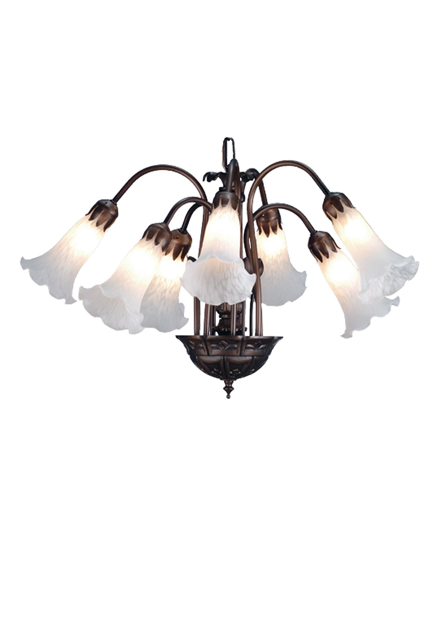 Meyda Tiffany 11621 Pond Lily 7 Light Chandelier, 20" Width, White