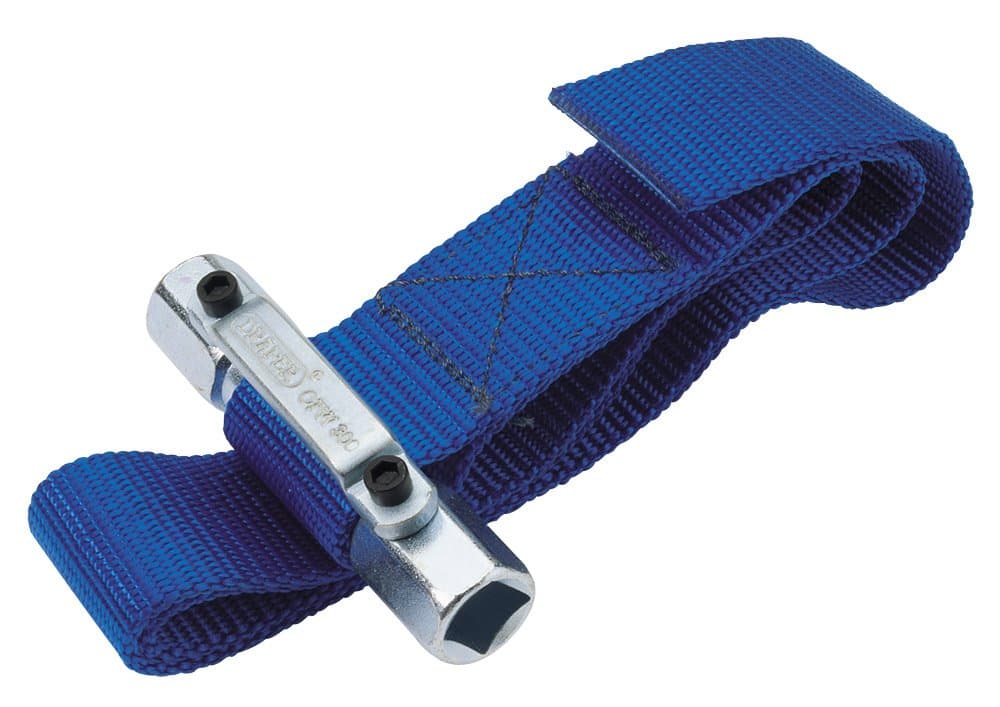 Strap Wrench 280mm | 3/8" and 1/2" Sq. Dr Oil Filter Removal Tool | Adjustable Car Universal Hand Tool | 56137, Blue