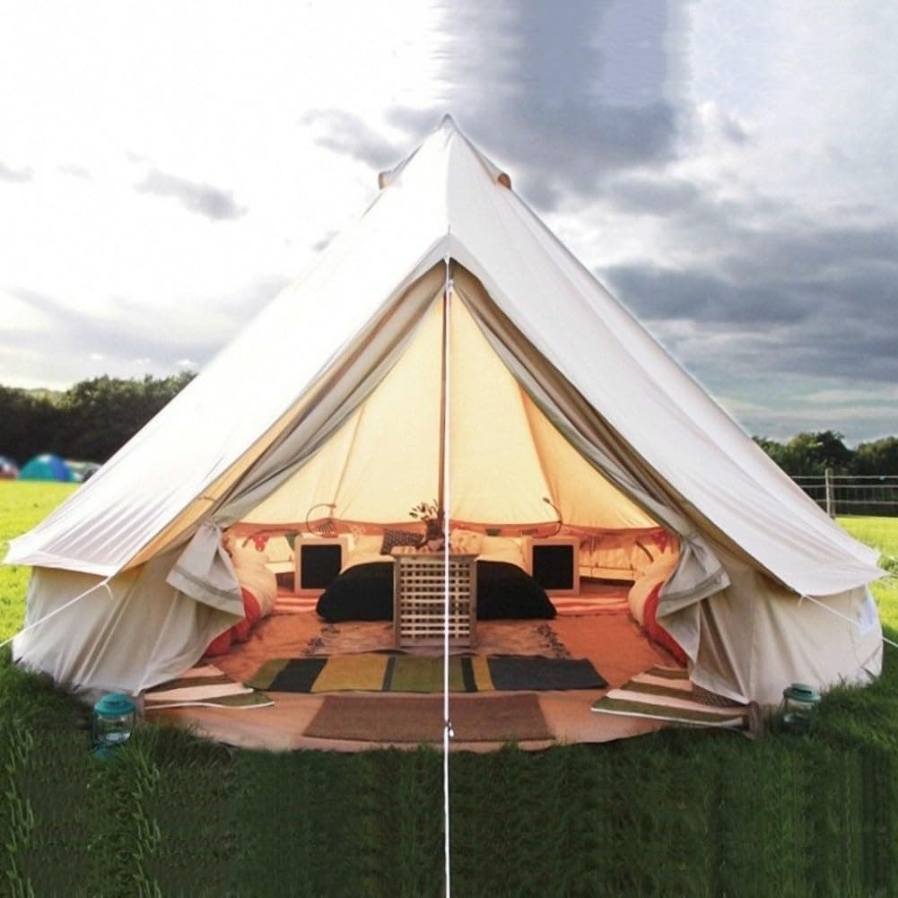 Pyramid Round Bell Tent Canvas Yurt Tent With Zipped Groundsheet For Family Outdoor Camping