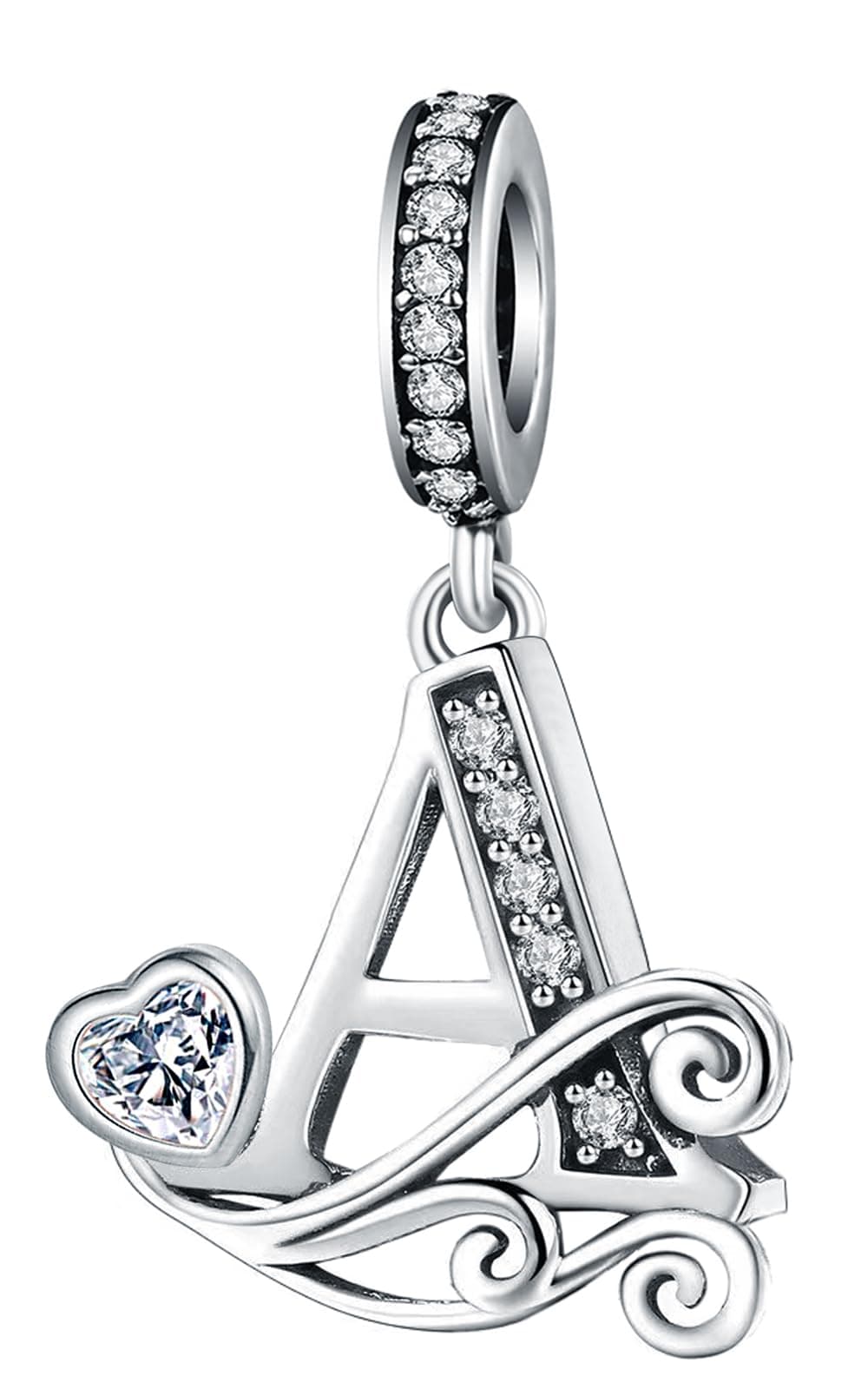 Silver Letter Charm Fits Pandora Charm Bracelet Alphabet Initial Dangle Charms Beads Jewelry Gifts for Women Girls
