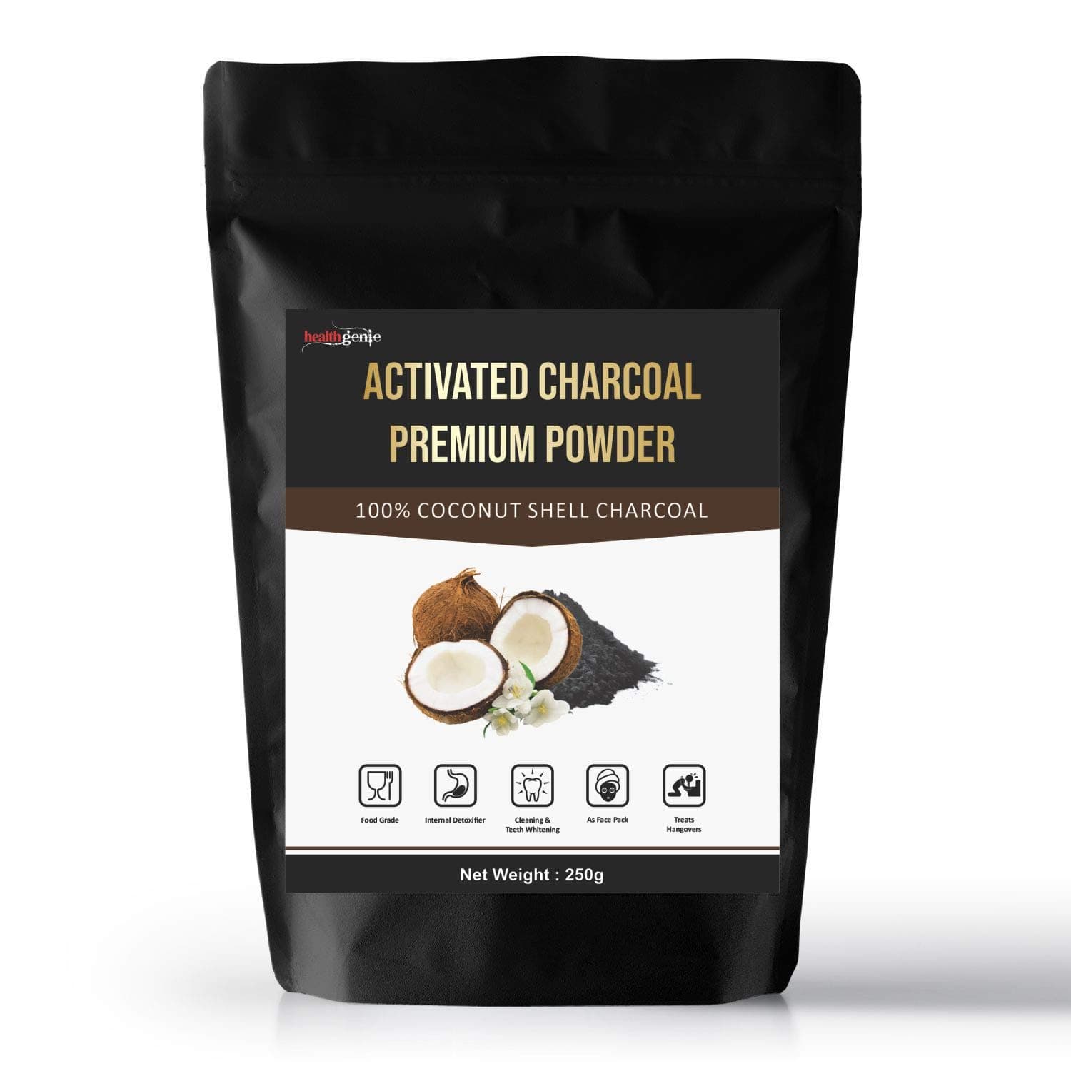 Healthgenie Activated Charcoal Powder (250 gm) For Face, Skin And Teeth, Organic Coconut Shell