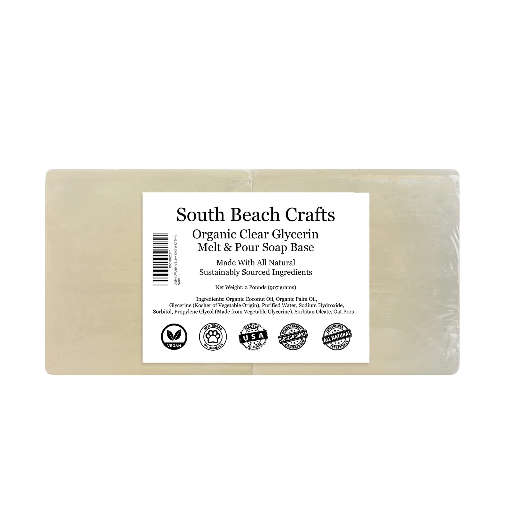 Organic Clear Glycerin - 2 Lbs Melt and Pour Soap Base - South Beach Crafts