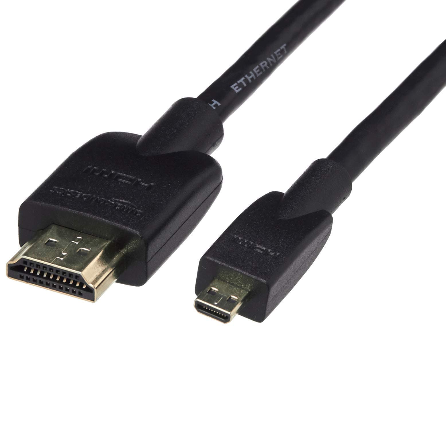 Amazon Basics Micro HDMI to HDMI Cable, 18Gbps High-Speed, 4K@60Hz, 2160p, 48-Bit Color, Ethernet Ready, 6 Foot, Black