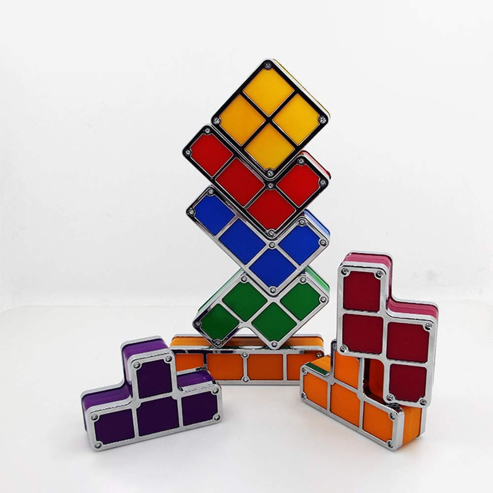 Set of 7 Pcs Tetris Night Light Tetris Puzzles LED Lamp Home Colorful Tetris Decoration Bed Room Living Room Ornament