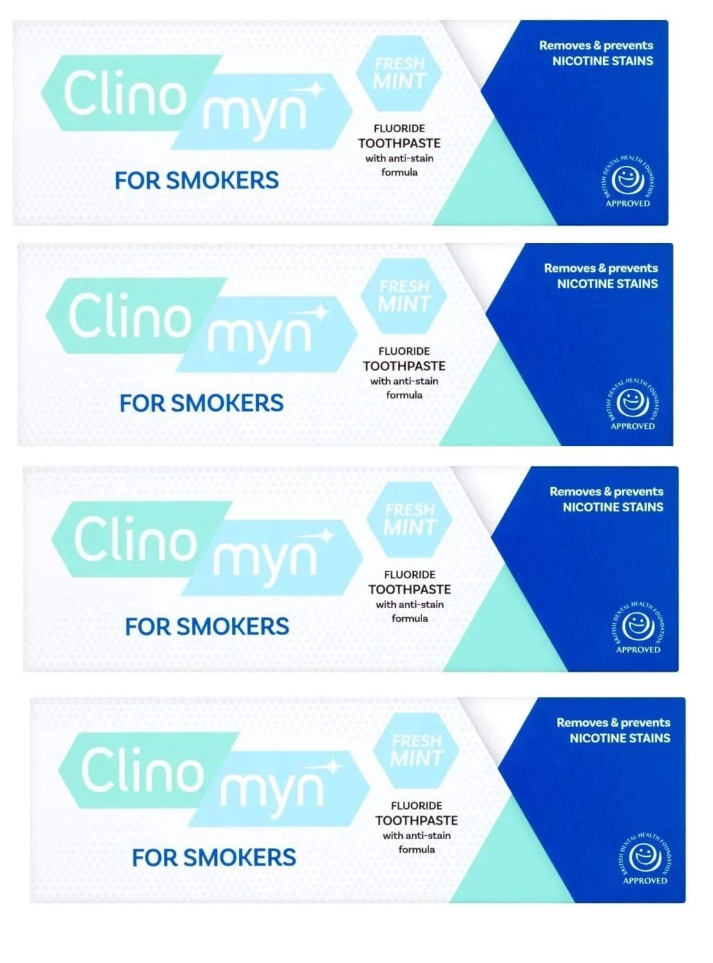 Clinomyn Anti-Stain Fluoride Toothpaste For Smokers Pack of 4