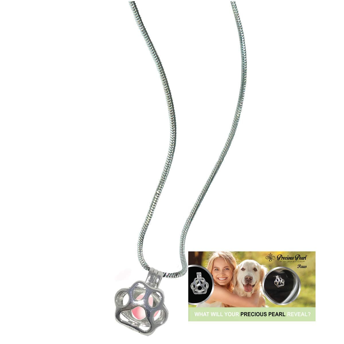 Northern Response Presents Precious Pearl by My Inspirations, Cultured Pearl in Oyster Necklace Kit Pendant with Rhodium Plated Chain 20 Inch, 6mm-8mm, Metal