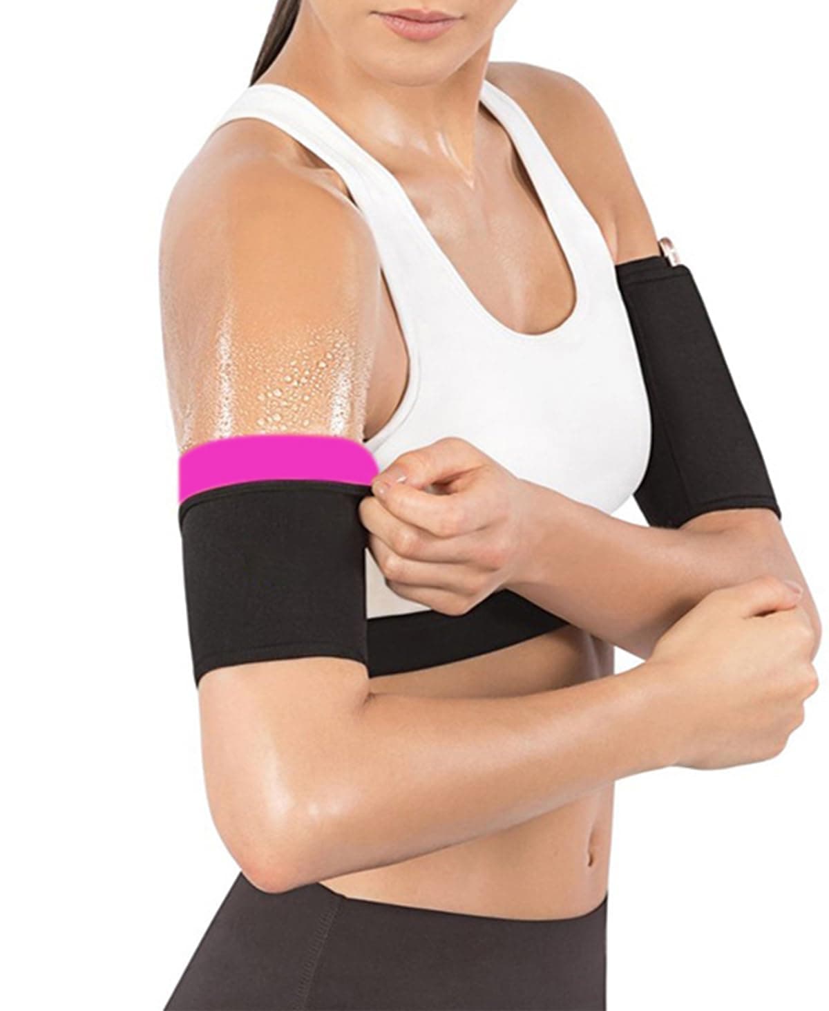 WenX Arm Trimmers for Women Arm Slimmer Sweat Bands - Neoprene Compression Arm Toner Sleeves for Sports Workout, 2 Pack