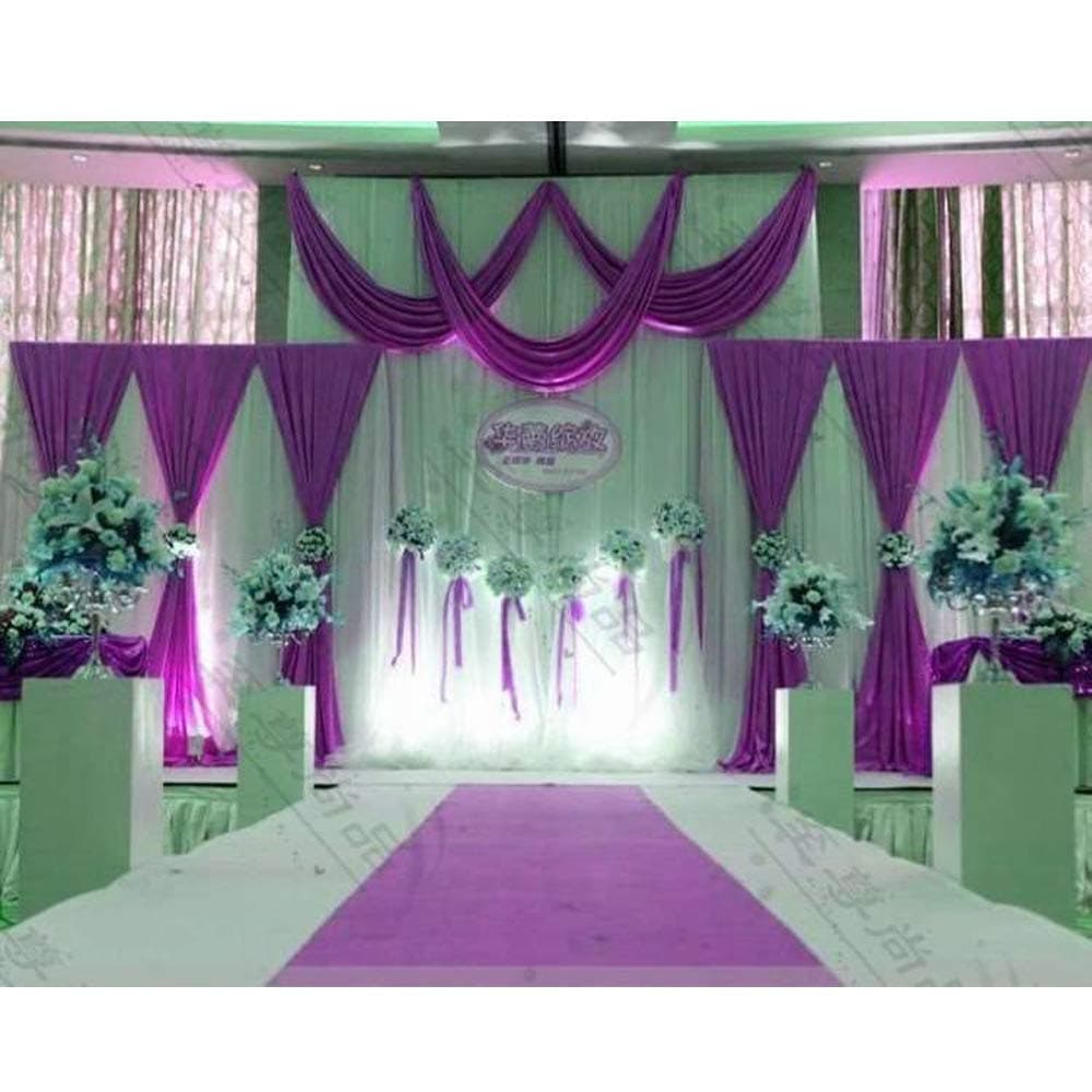 Silk Fabric Swag Curtain,Christmas,Birthday Party,Event, Wedding Stage Decorations Backdrop,Main Backdrop 20X10ft with Both Side 6.6X6.6ft (Purple)