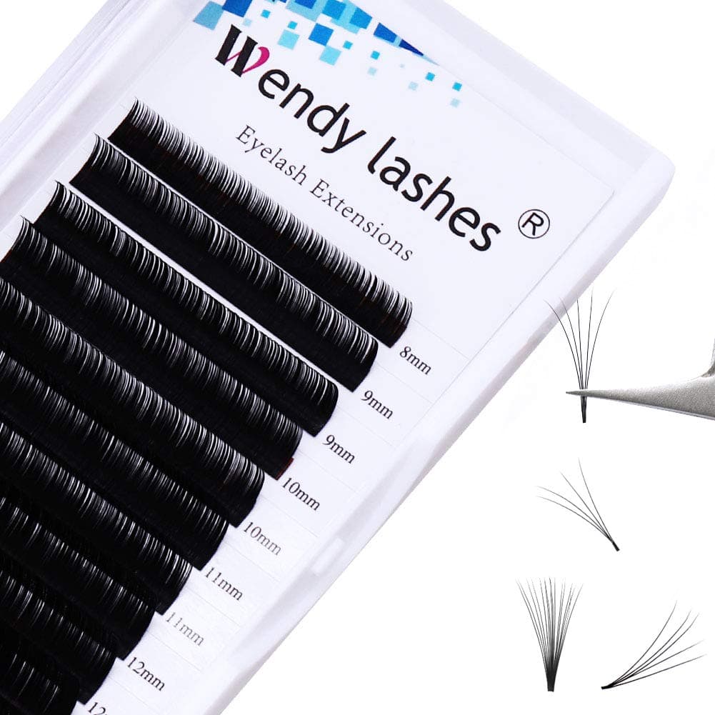 KH-0.03-C-MIX8-14 C Curl 0.03mm 8-14mm Mixed Tray Russian Volume Lashes 3D 5D 10D Self Fanning Lashes