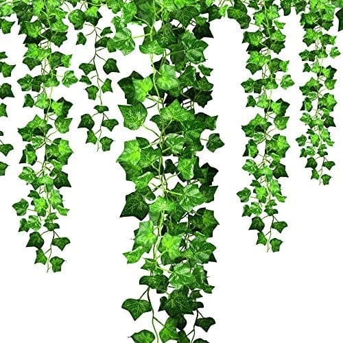 EFANTUR Artificial Ivy Leaves 12 Pack Faux Leaf Hanging Plants Indoor Outdoor Fake Foliage Ivy vine Garland Screening Trellis Fence for Wedding Party Garden Wall Decoration