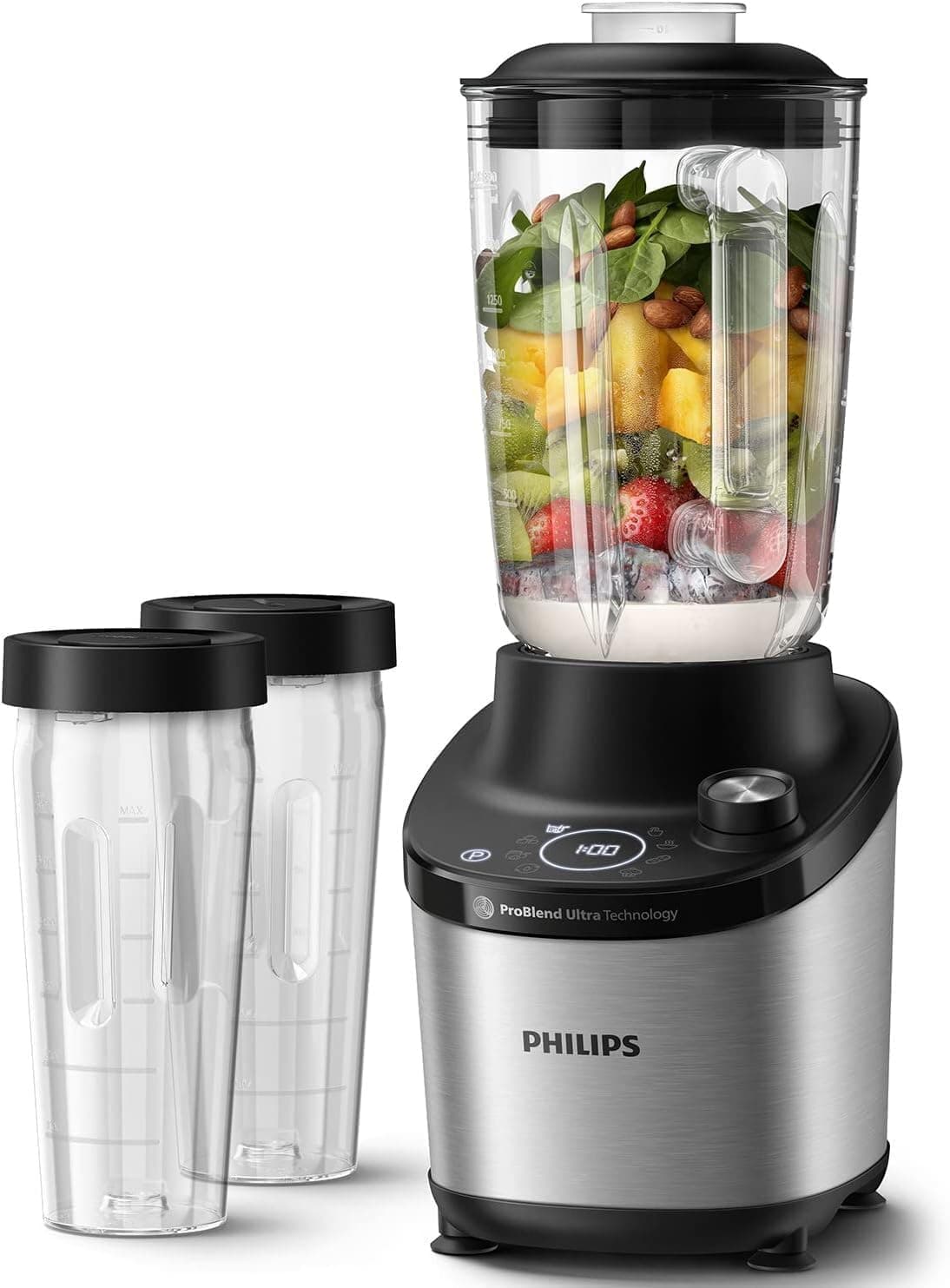 Philips High speed Blender 7000 Series, ProBlend Ultra Technology, 1500 W Motor, 2L Capacity Jar, Quick Select Programs, with 2 BPA-free Tritan tumblers, HomeID app (HR3760/10)