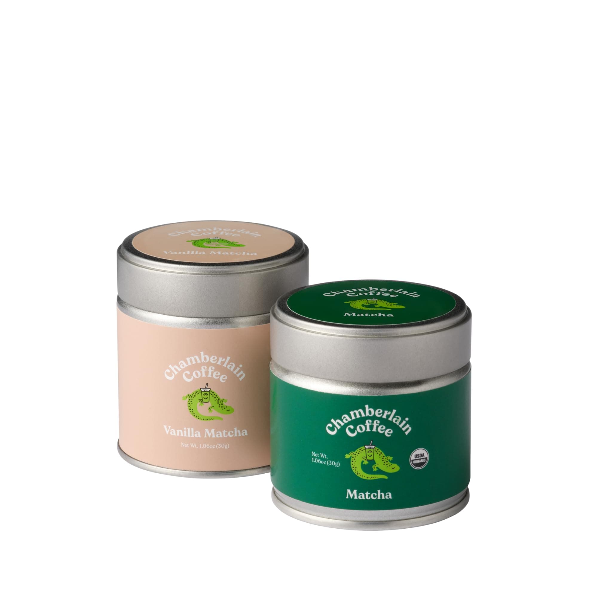 Chamberlain Coffee Original Matcha & Vanilla Matcha Bundle - Ceremonial Grade, Vegan, & Gluten Free Matcha Green Tea Powder - Hot or Iced - Organic Matcha Powder - 1.06 Oz Tins