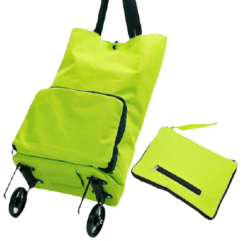 storage box Home Shopping Shopping Small Pull Cart Folding Luggage Cart Portable Trailer (all green)