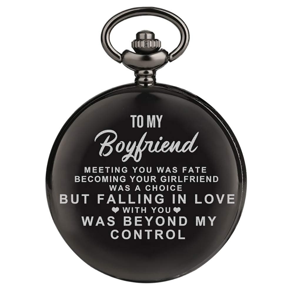 K KENON Engraved Pocket Watch for Men, Customized Pocket Fob Watch Necklace Chain Quartz Watches for Son Husband Dad Birthday Father Day Personalized Pocket Watch