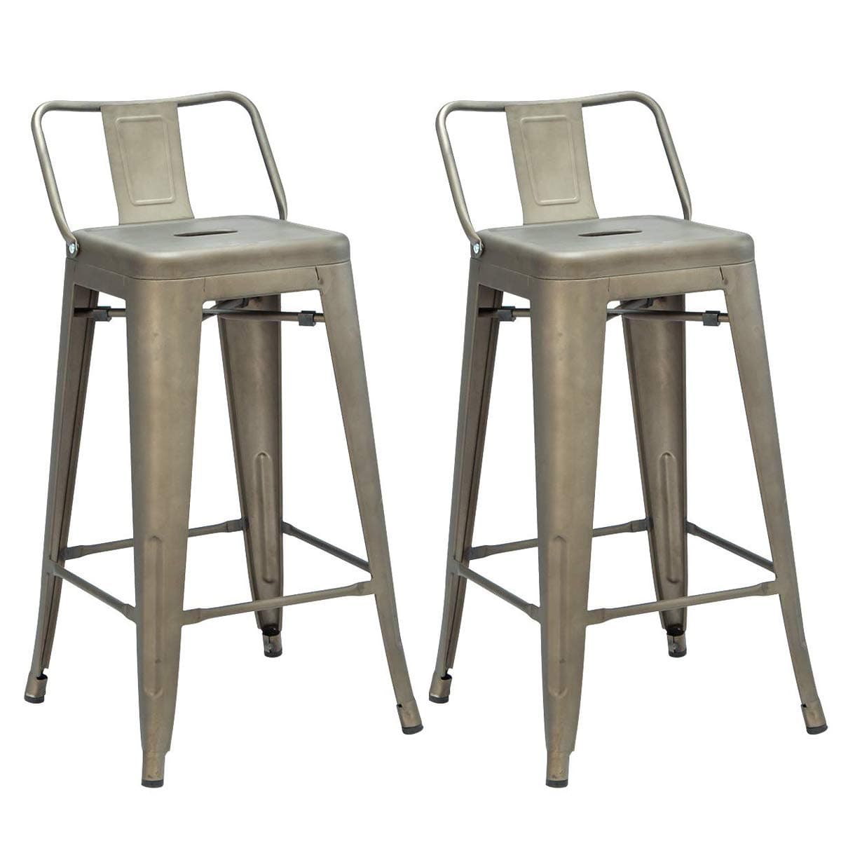 Erommy 32 Inch Bar Stools with Bucket Back,Indoor Outdoor Counter Height Stool,Metal Bar Chairs,(Set of 2)