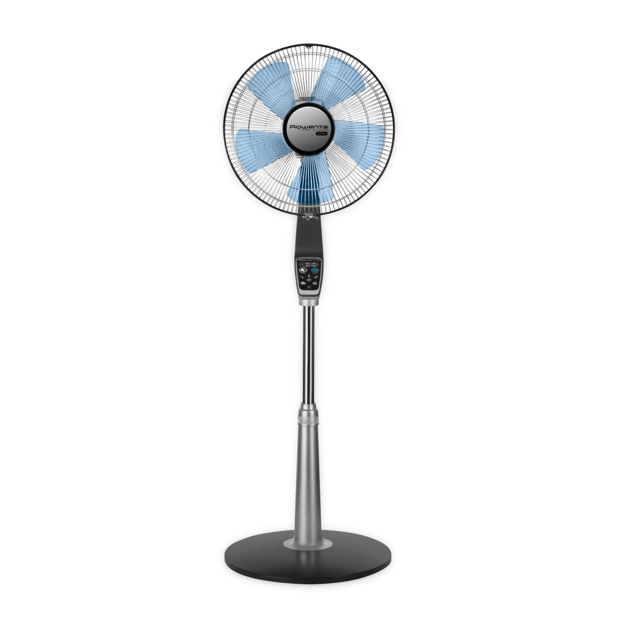 Rowenta Pedestal Fan, 53 Inches, Ultra Quiet Oscillating Fan for Bedroom, Portable, 5 Speeds, Refresh Up to 23-Feet, Silver, Indoor, VU5670