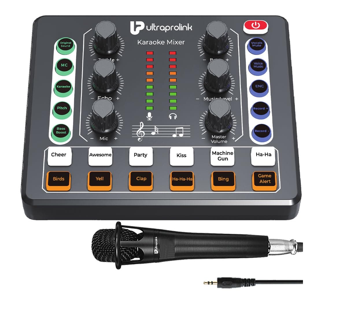 UltraProlink Portable Bluetooth Karaoke Mixer | with Recording | 12 sound effects | Sound Card for Singing, Podcast,Live Stream,Broadcast | Dual Mic Input | Condenser Mic | Sing Along Pro UM1002PRO