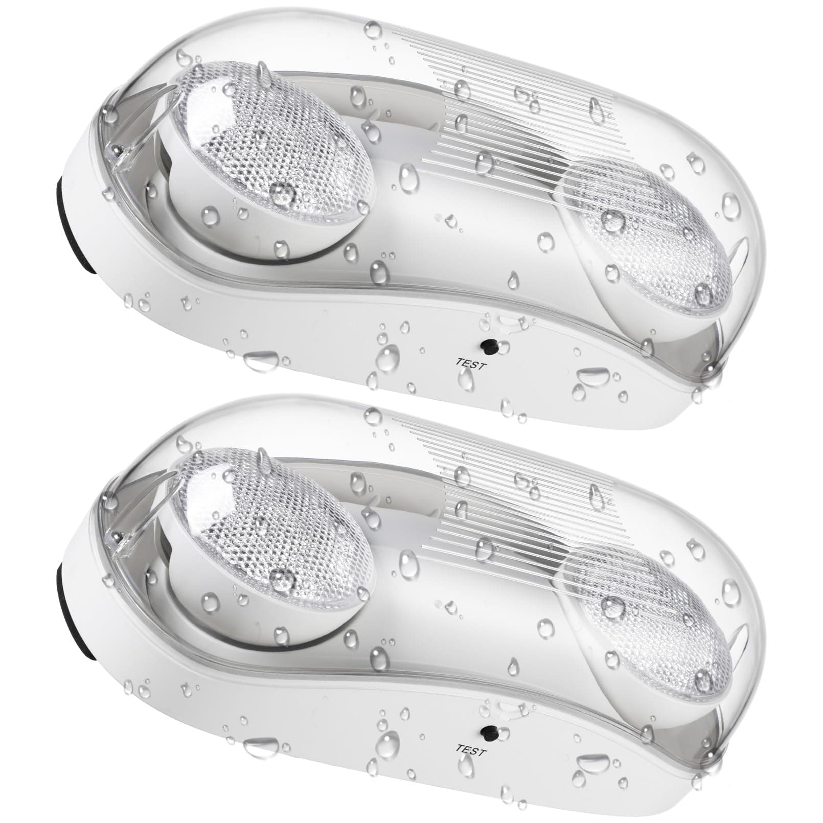 LEONLITE LED Emergency Lighting, Wet Location Emergency Light with Battery Backup, Commercial Exit Lights for Business, 2 Adjustable Heads, UL &FCC Listed, 120/277V, White, Pack of 2