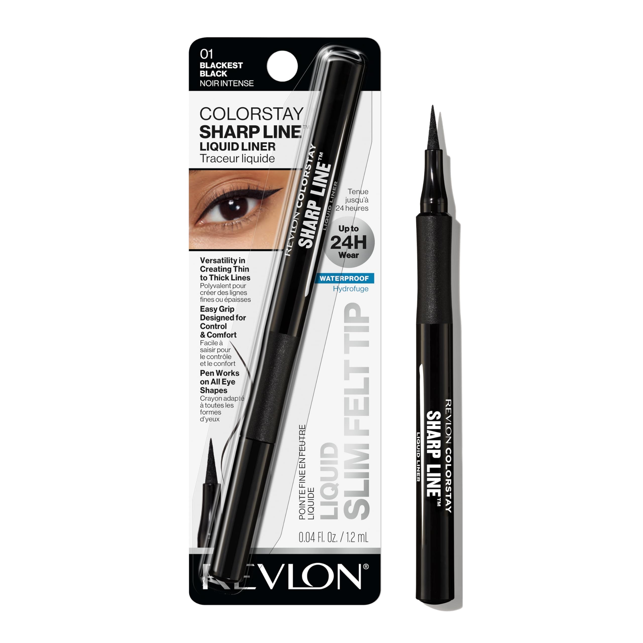 Revlon Liquid Eyeliner Pen, ColorStay Sharp Line Eye Makeup, Waterproof, Smudge-proof, Longwearing with Slim Tapered Tip, Sharp Line