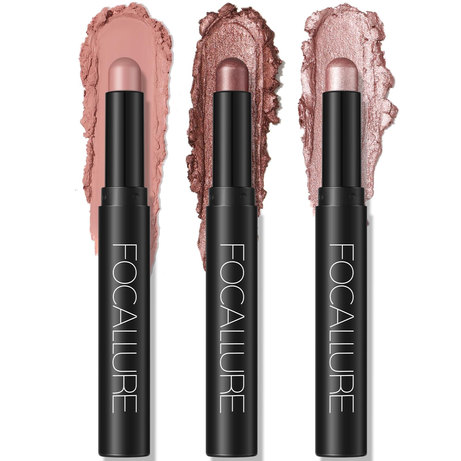 3PCS Cream Eyeshadow Stick Sets,Matte and Shimmer Eye Brightener, Light to Dark Pink Pencil,Long Lasting Eye Shadow Highlighter Makeup,Rose Hangover