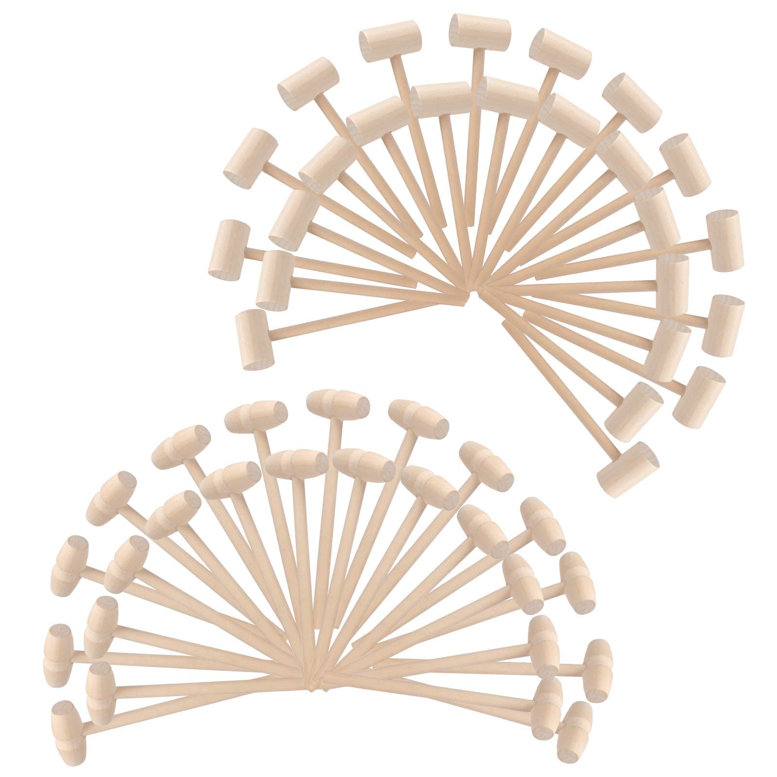 CONNOO 50 Pcs Mini Wooden Crab Mallet for Crab Lobster Seafood, Natural Hardwood Mallets, Breakable Heart Hammer, Wooden Mallet Mini Hammer Toy for Kids, Wooden Hammer for ChocolateValentine's Day