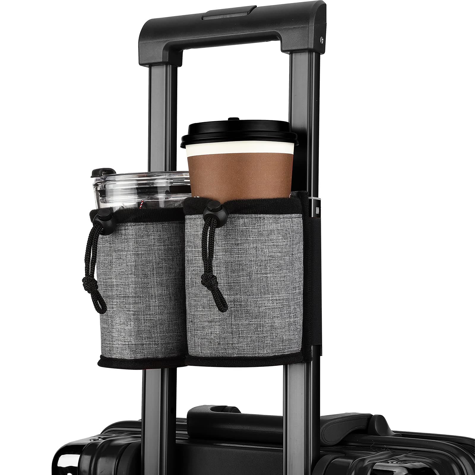Luggage Travel Cup Holder Attachment Drinks Carrier for Drink Beverages Coffee Mugs(Gray)