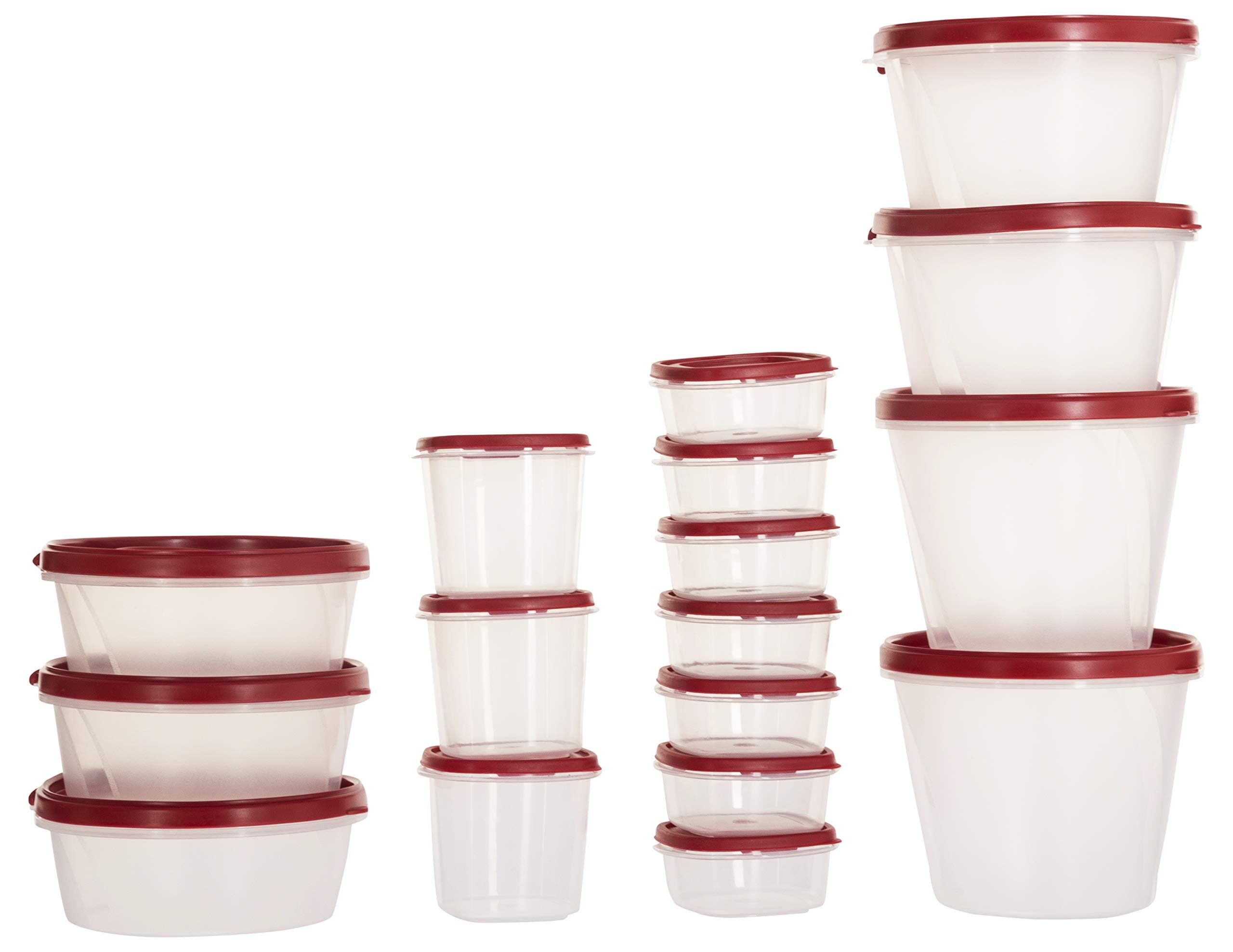 SIMPARTEPlastic Grocery Container, 17-Pieces, Blushing Red