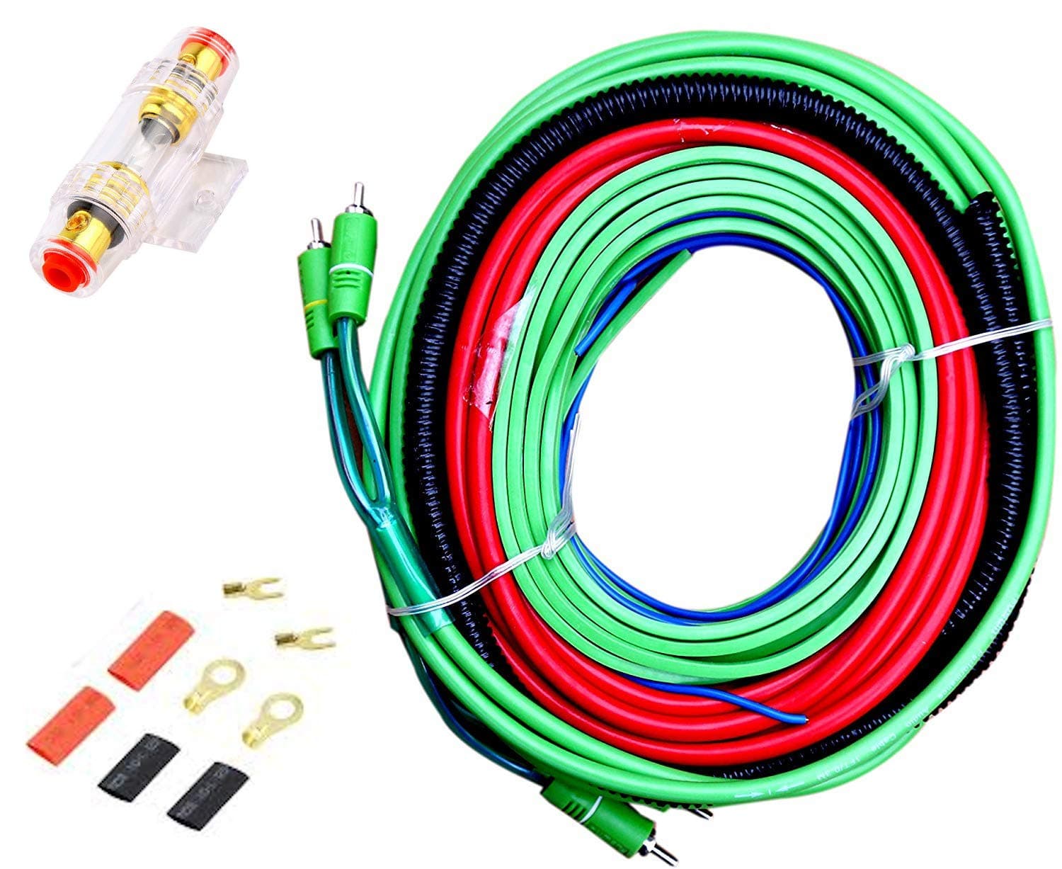 Cave RJ-111 Audio KIT 8 Gauge Car Amplifier Installation Wiring Kit, Color: Black