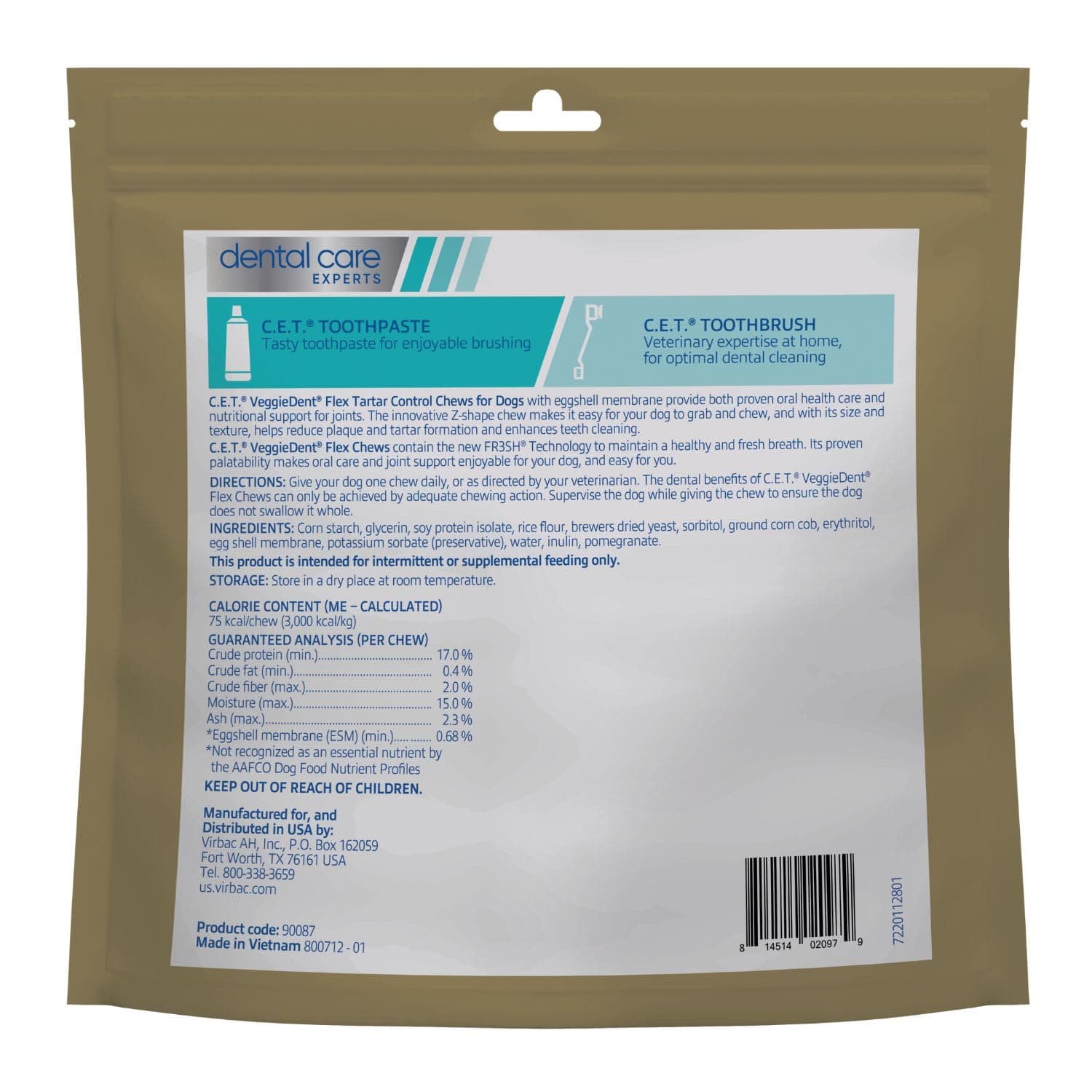 Virbac C.E.T. Flex Tartar Control Chews for Dogs - Medium