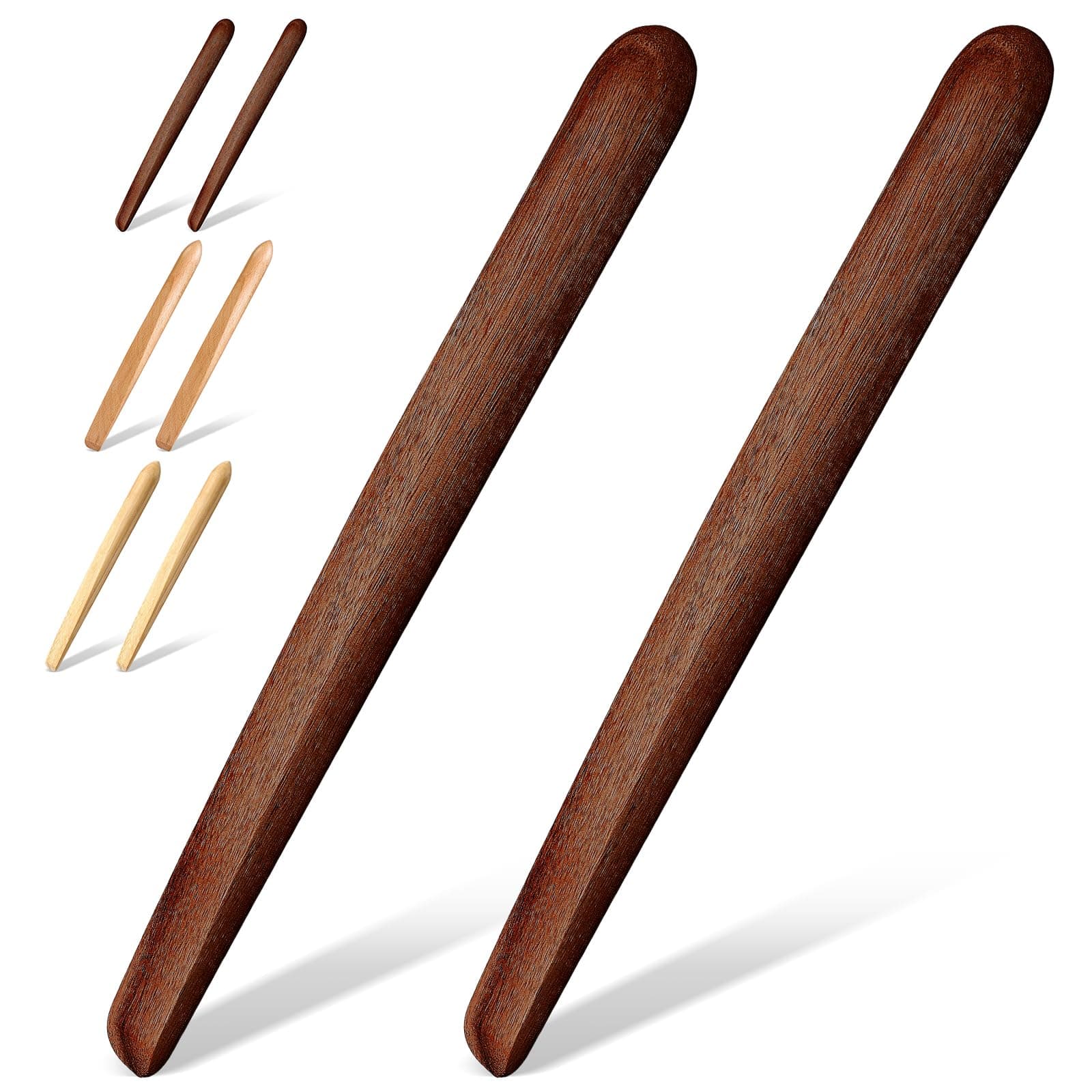 Hillban 2 Pcs 11 Inch Wooden Sourdough Bread Mixing Stir Stick Spurtle Wooden Sourdough Bread Making Tools Wooden Paddle Stirring Stick for Kitchen Cooking (Acacia)
