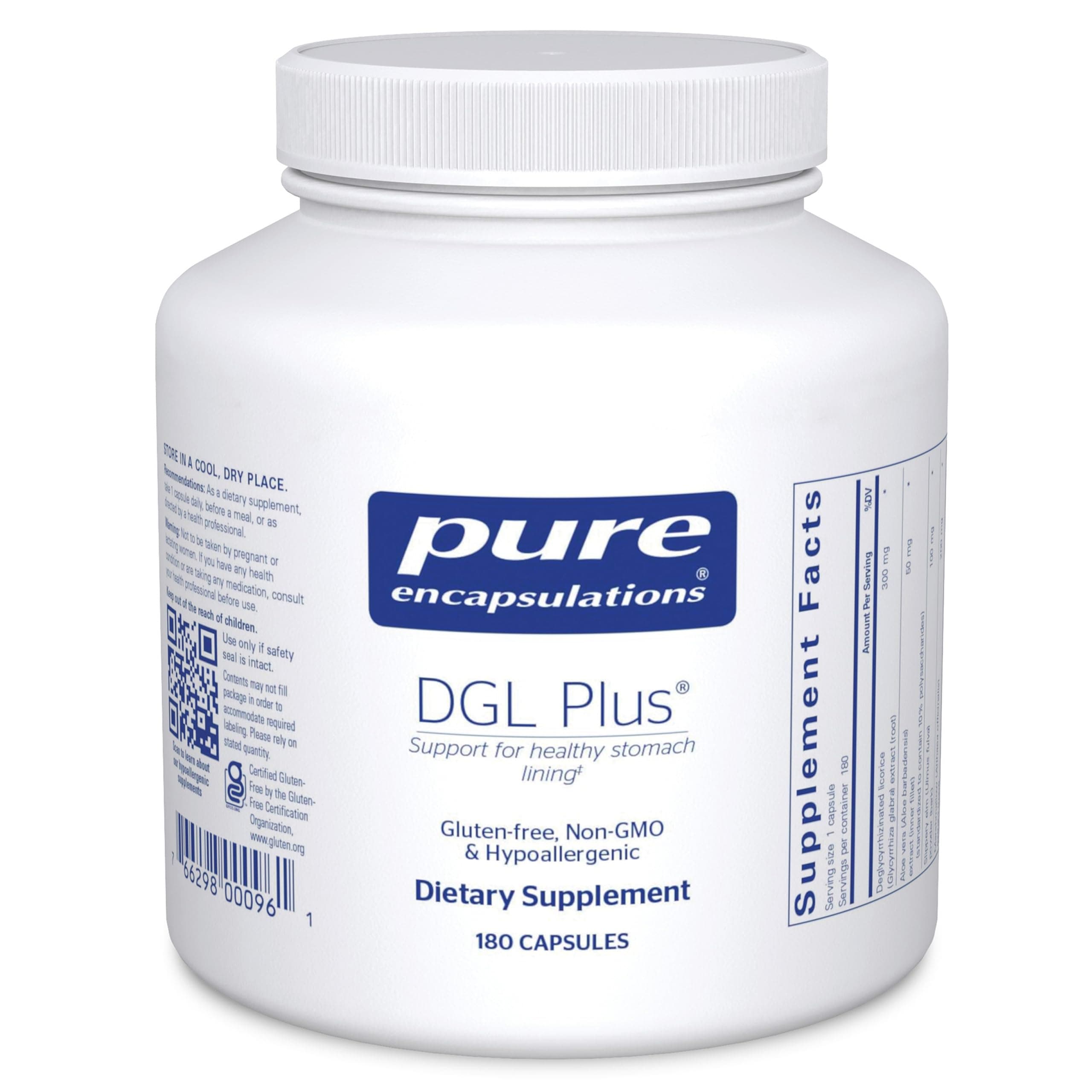 Pure Encapsulations -DGL Plus -Herbal Support for The Gastrointestinal Tract -180 Capsules